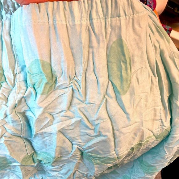 Alquema NWOT Aqua & green polka dot hand pleated midi dress w/pockets - Picture 10 of 15